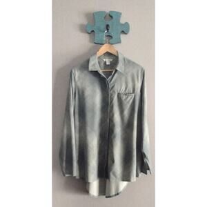 Athleta Urbanite Green Button Down Tunic Top Blouse Breathable Large